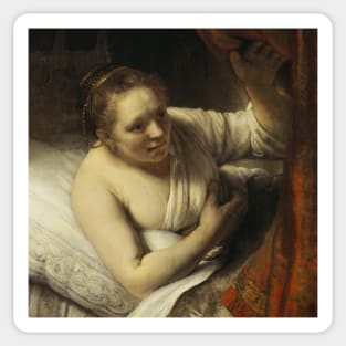 A Woman in Bed by Rembrandt Sticker